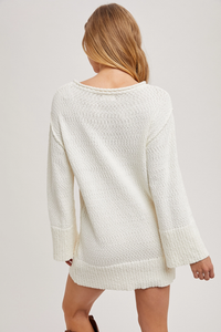 White Chunky Tunic Sweater Dress
