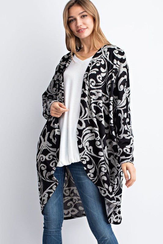 Grey & Black Aztec Pattern Cardigan