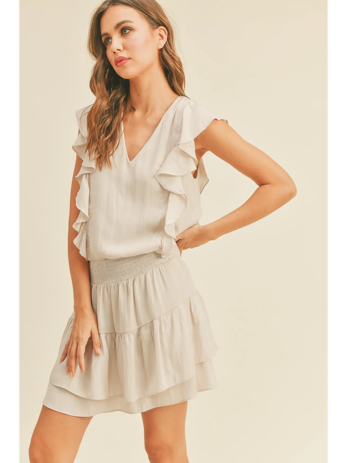 Ecru Ruffle Dress