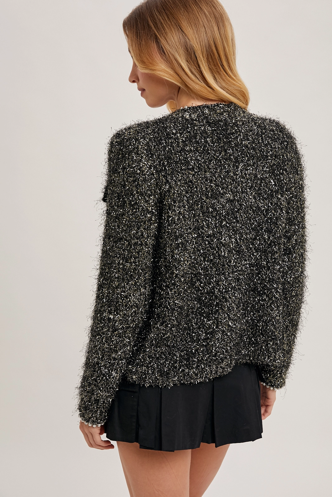 Pearl Trim Glitter Sweater