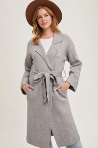 Grey Knit Trench Coat