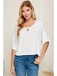 White Drop Shoulder Top