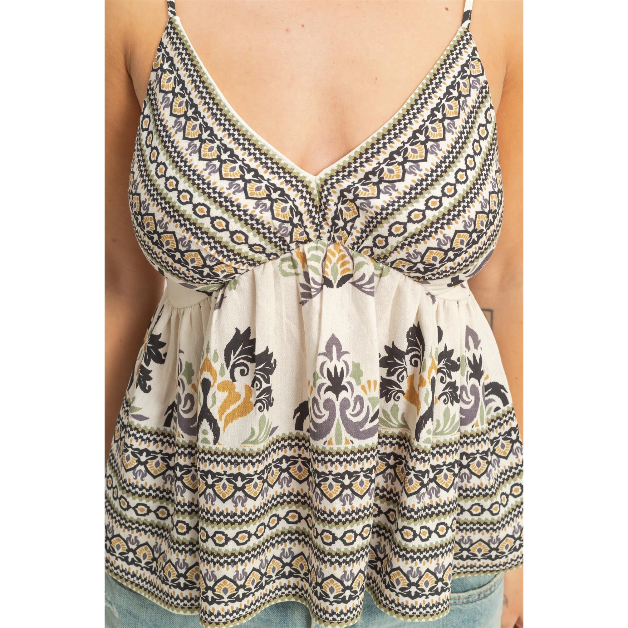 Floral Print V-Neck Camisole Black