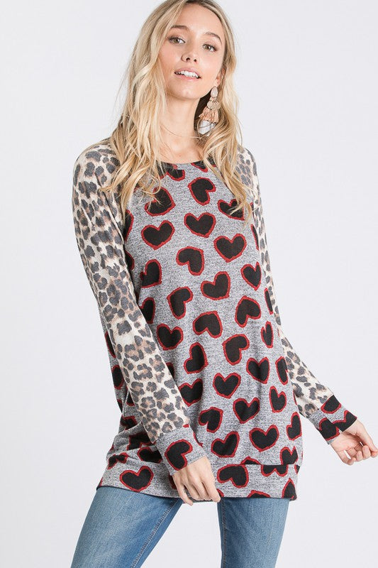 Leopard & Heart Long Sleeve