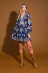 Blue Baroque Mini Dress