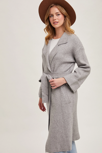 Grey Knit Trench Coat