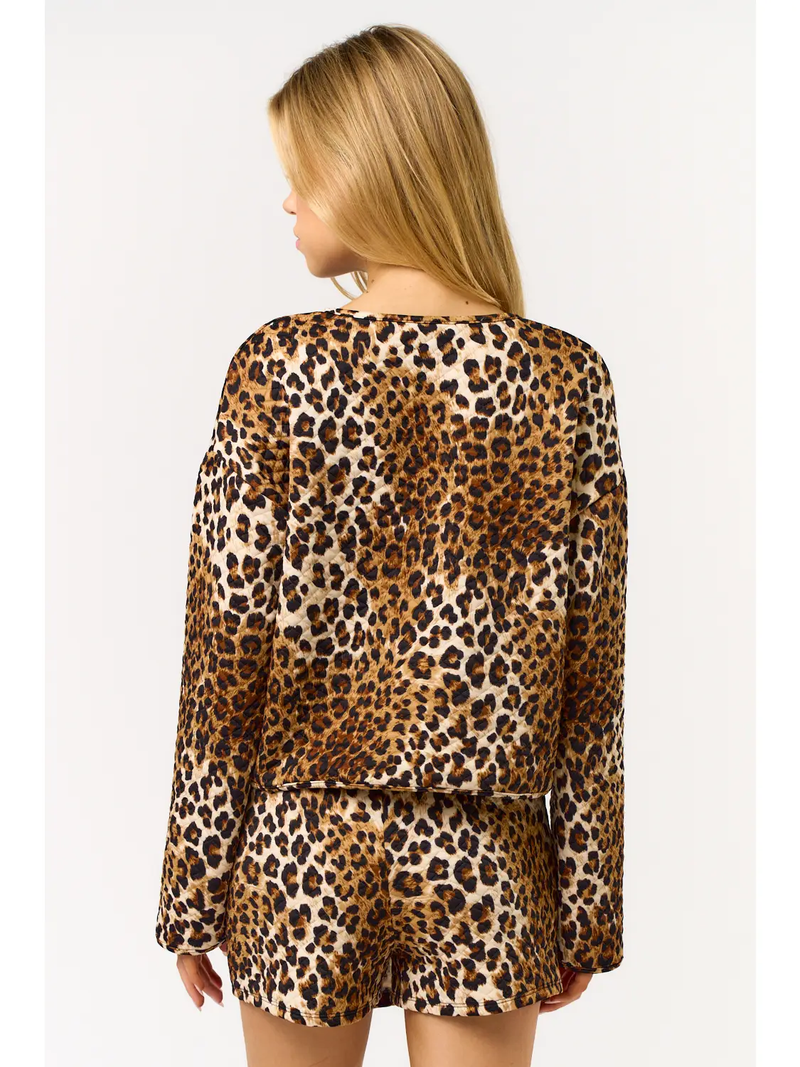 Quilted Leopard Cardigan