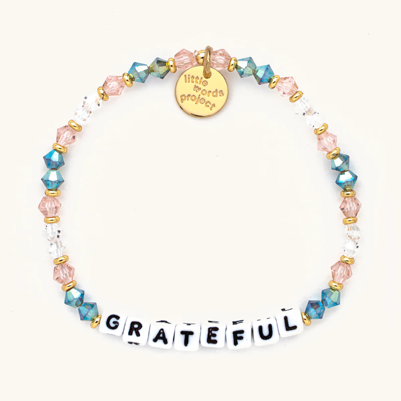 Little Words Project Grateful Pink & Teal Bracelet