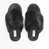 Faceplant Black Furry Slippers