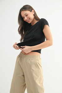 Black Crop Crewneck