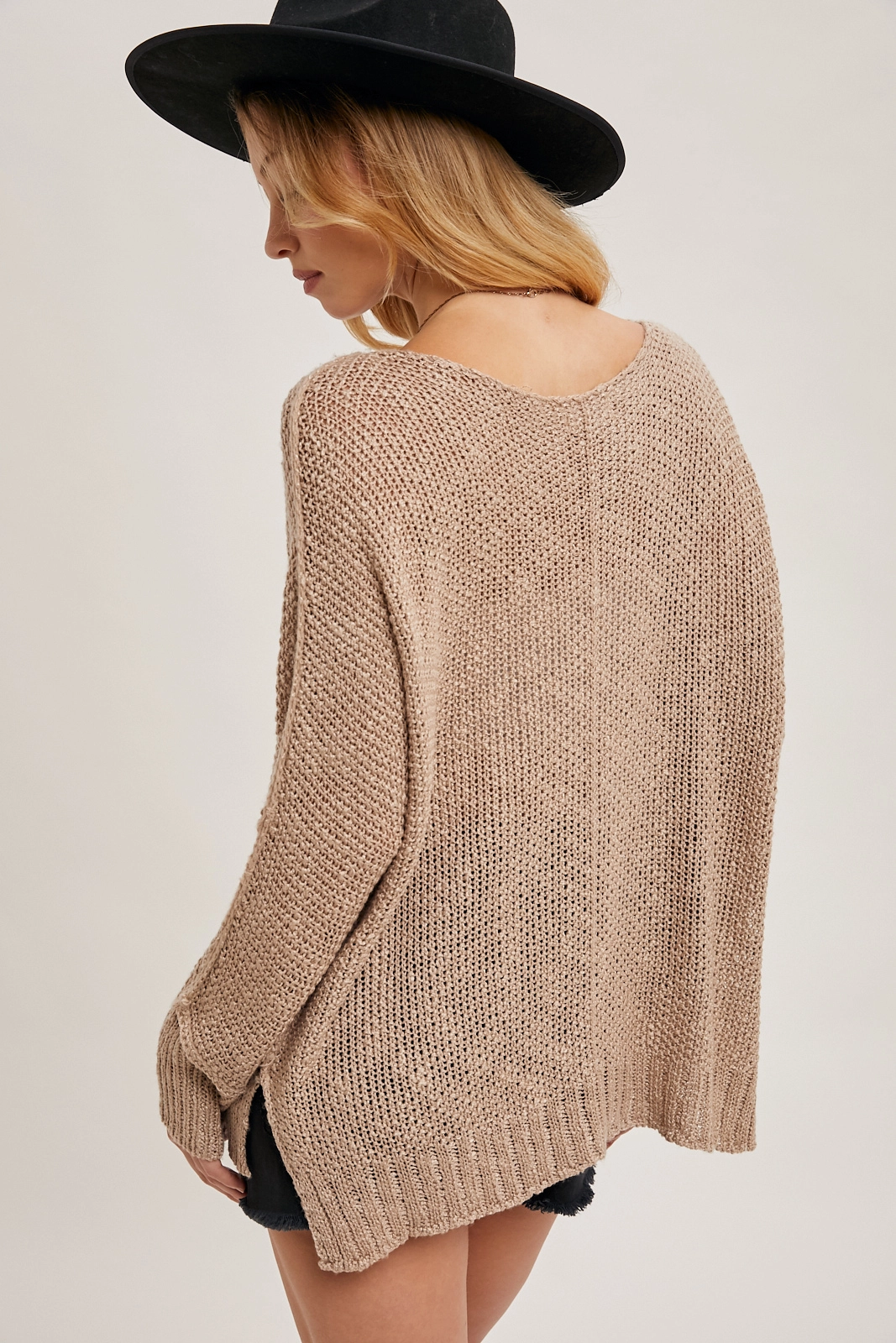 Taupe Reverse Seam Sweater