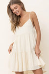 Cream Ruffle Mini Dress