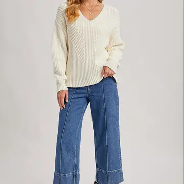 Ivory V Neck Sweater