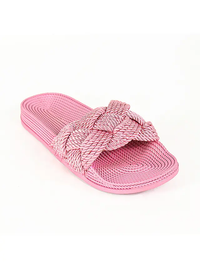 Pink Woven Slides