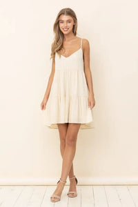 Cream Ruffle Mini Dress