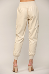 Ecru Faux Leather Joggers