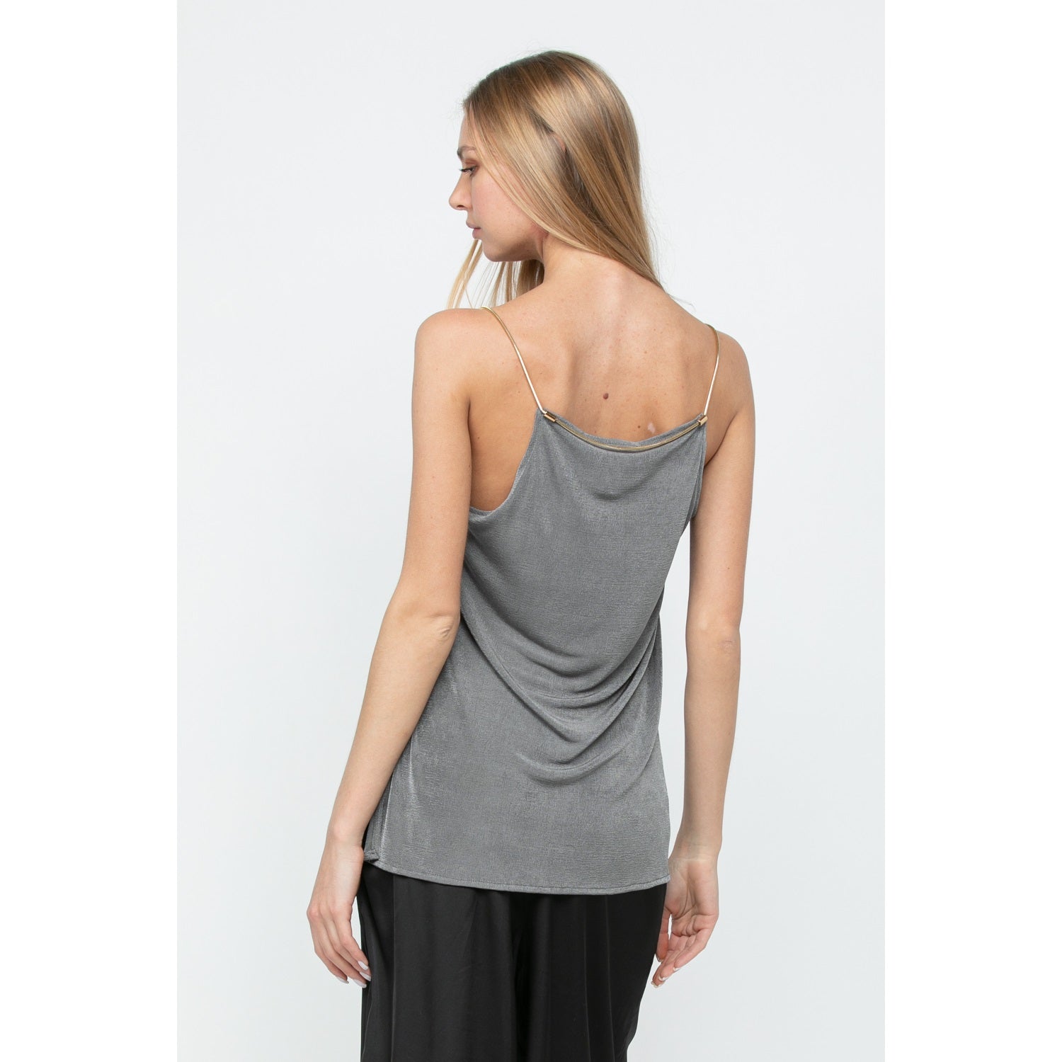 Grey Tank with Gold Chain