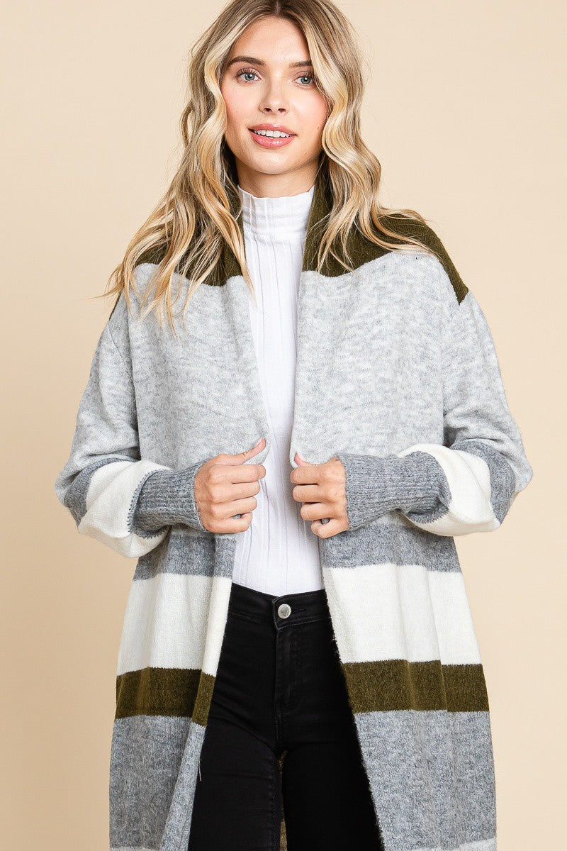 Colorblock Long Sweater Duster