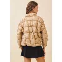 Tan Crinkled Puffer Jacket