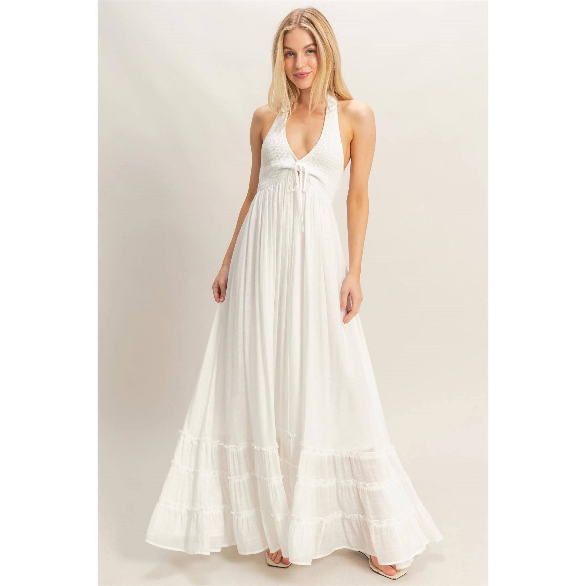 White Halter Maxi