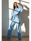 Blue Long Sleeve Jumpsuit