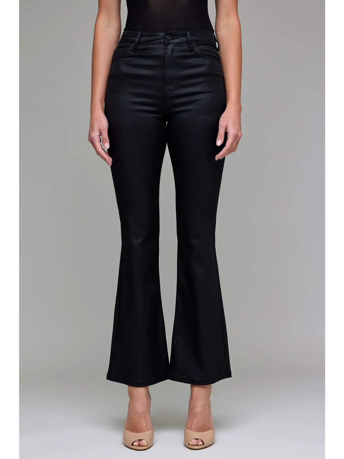 Black Coated Flare Jeans