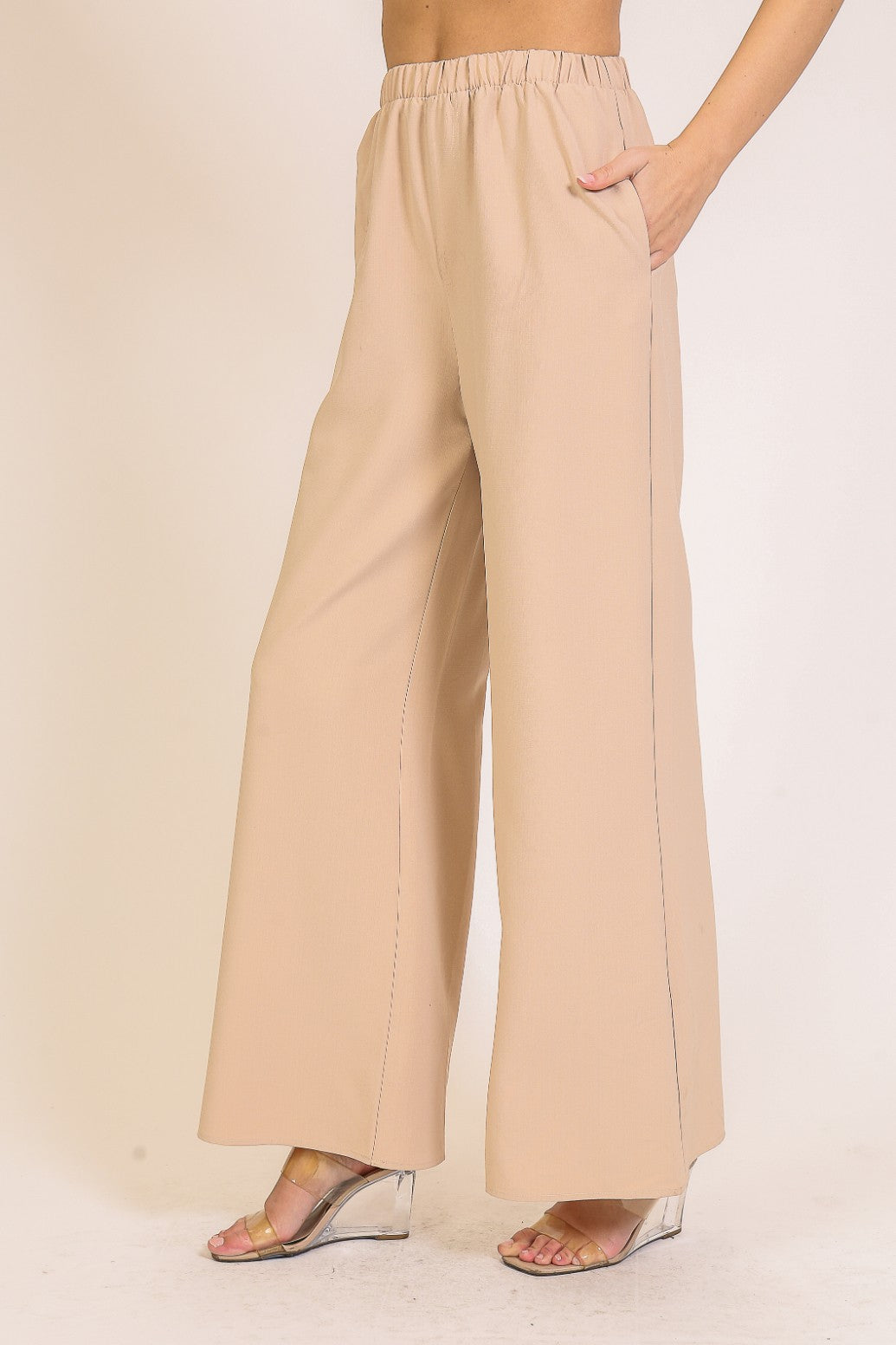 Khaki Wide Leg Pants