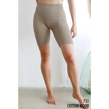 NikiBiki Taupe Highwaist Ribbed 6.5" Biker Shorts