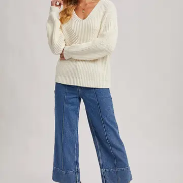 Ivory V Neck Sweater