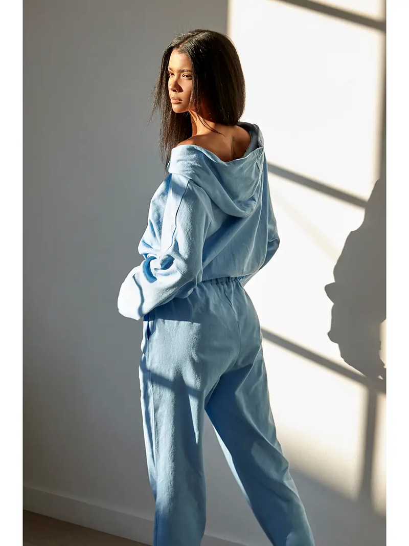 Blue Long Sleeve Jumpsuit