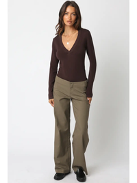 Kyla V Neck Bodysuit Brown