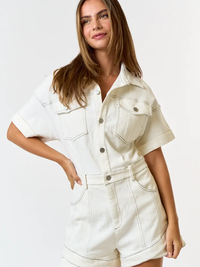 White Denim Romper