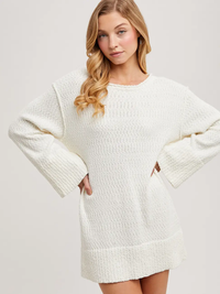 White Chunky Tunic Sweater Dress