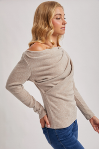 Latte Asymmetrical Off Shoulder Top