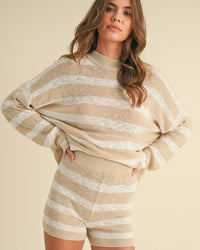 Tan & White Stripe Set