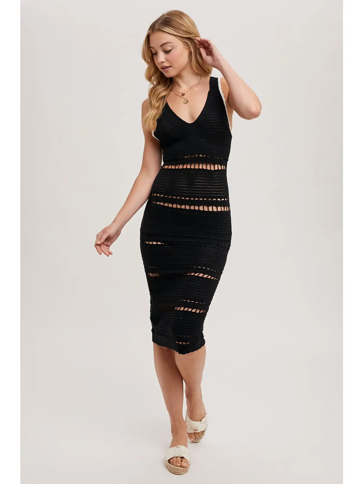 Black Open Knit Dress All There Boutique Black Open Knit Dress All There Boutique