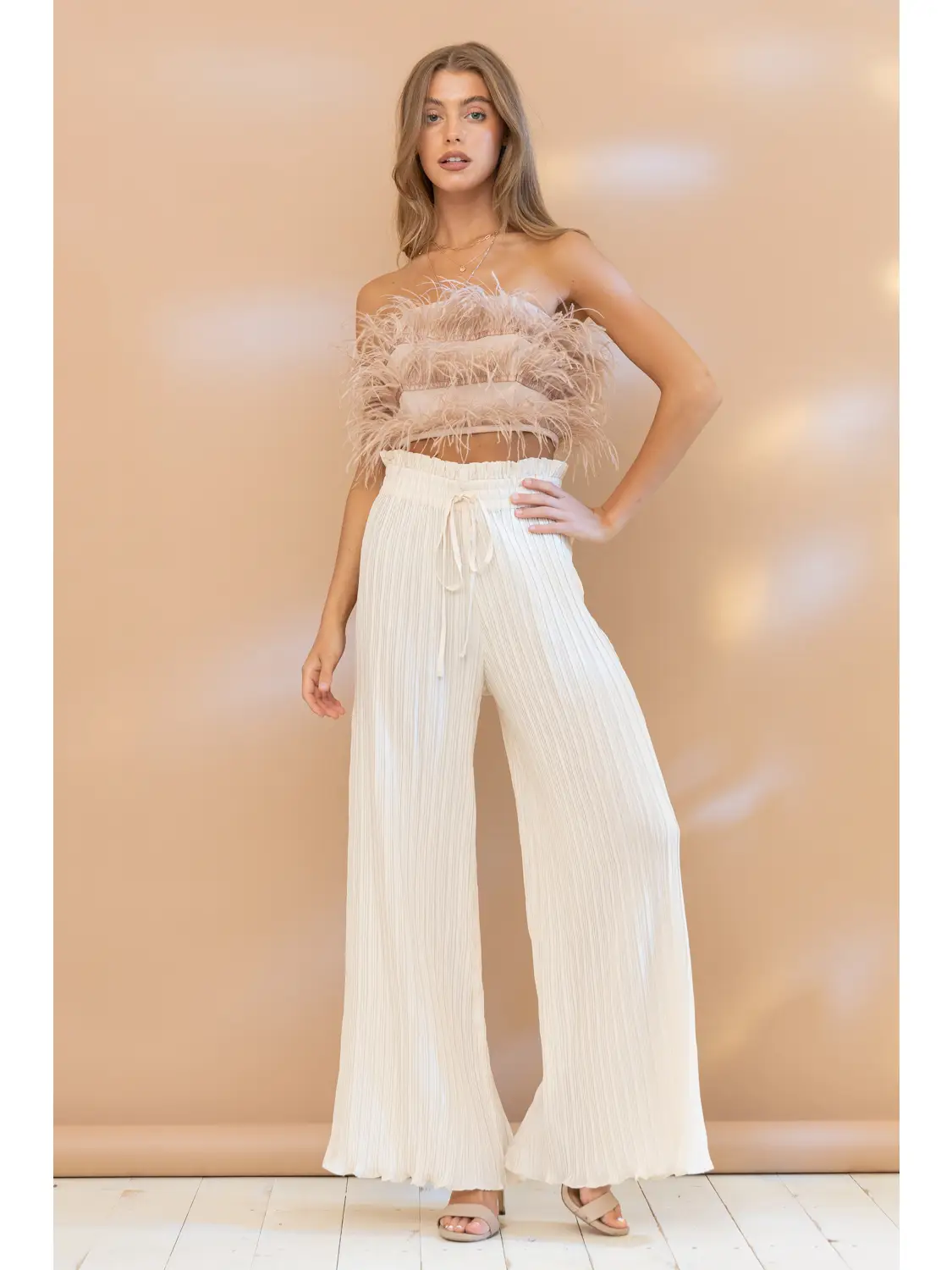 Ostrich Feather Strapless Top