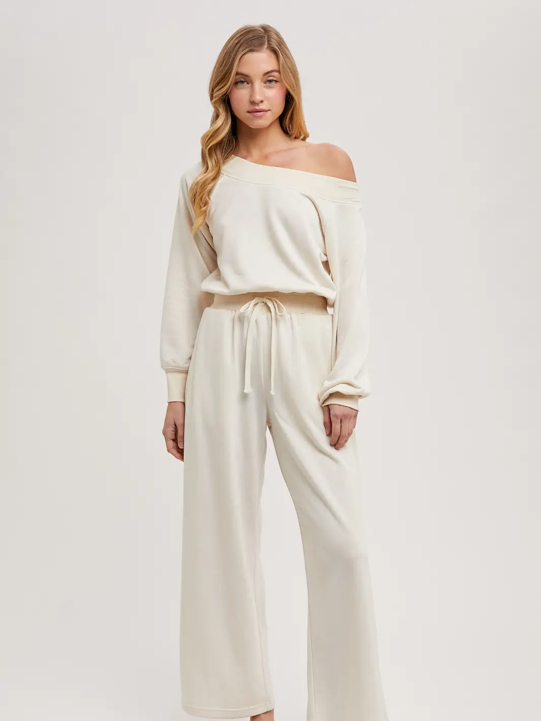Off the Shoulder Jumpsuit Ecru