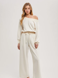 Off the Shoulder Jumpsuit Ecru