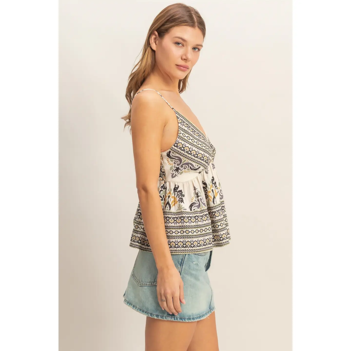 Floral Print V-Neck Camisole Black