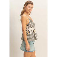 Floral Print V-Neck Camisole Black