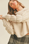 Cream Bubble Sleeve Sweater