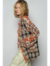 POL Brown Floral & Plaid Button Down