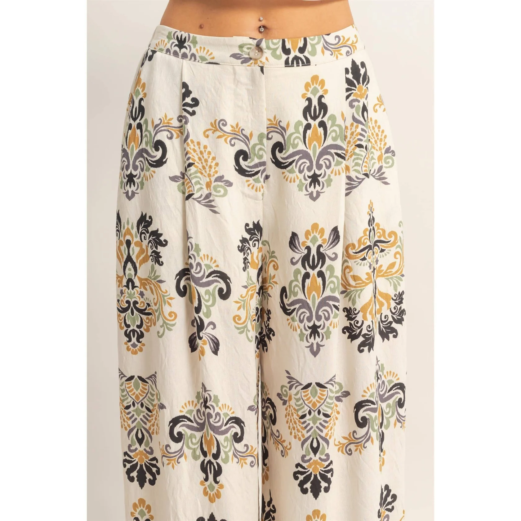 Floral Print Palazzo Pants Black