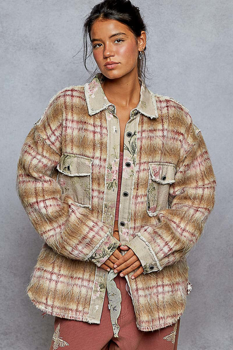POL Mohair and floral shacket
