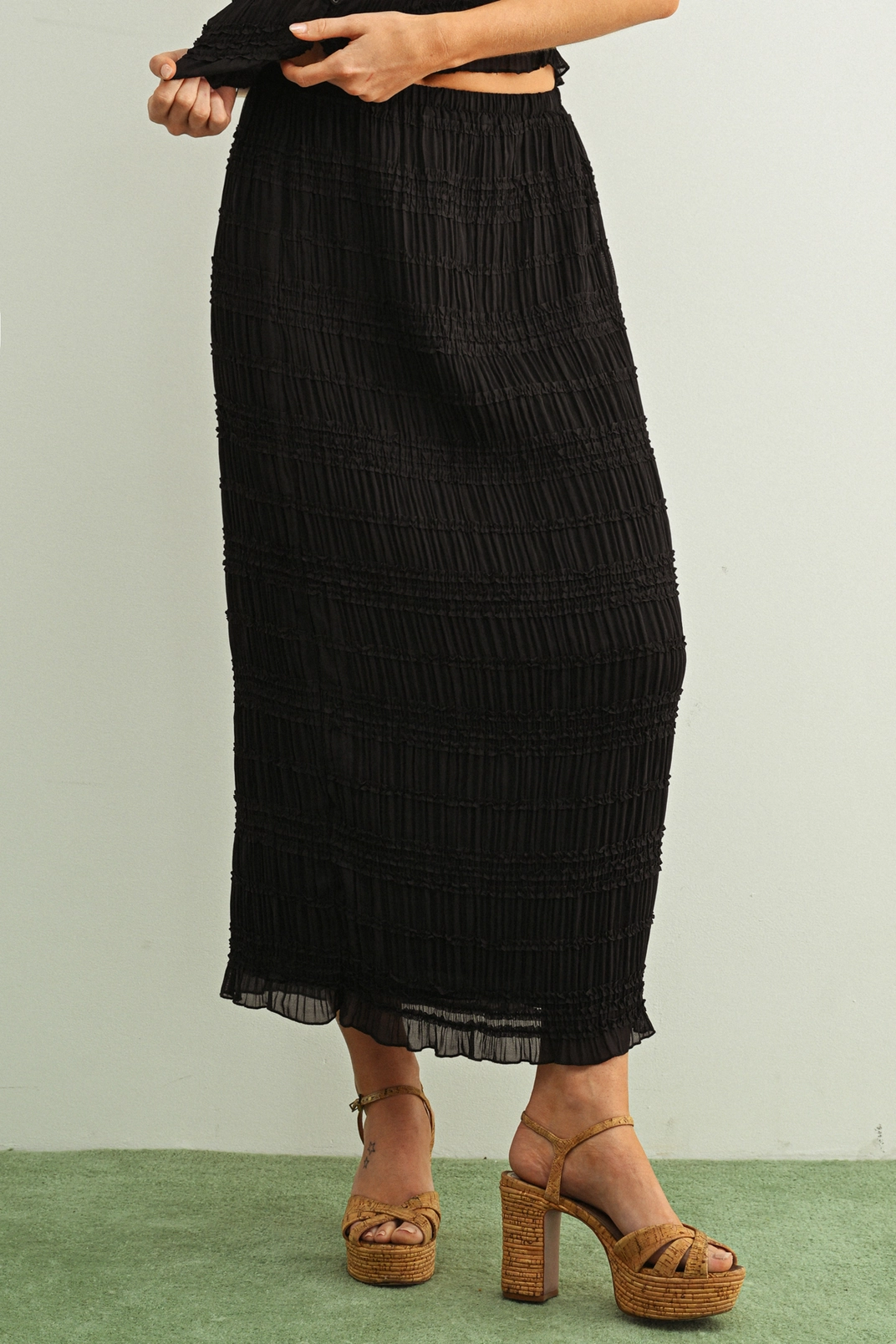 Black Chiffon Skirt Set