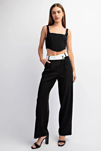 White Waistband Black Pants