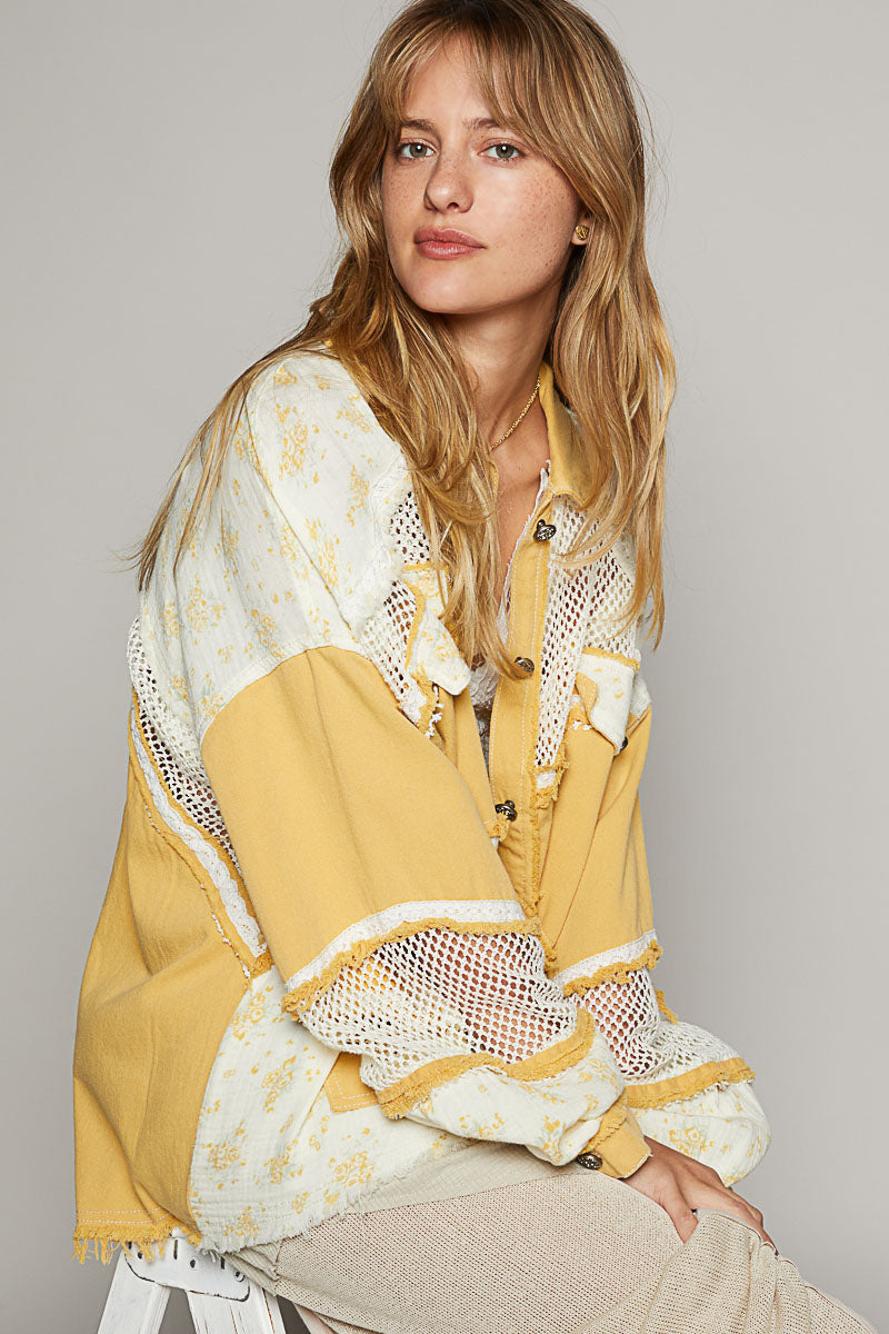 POL Yellow Lace & Flower Jacket