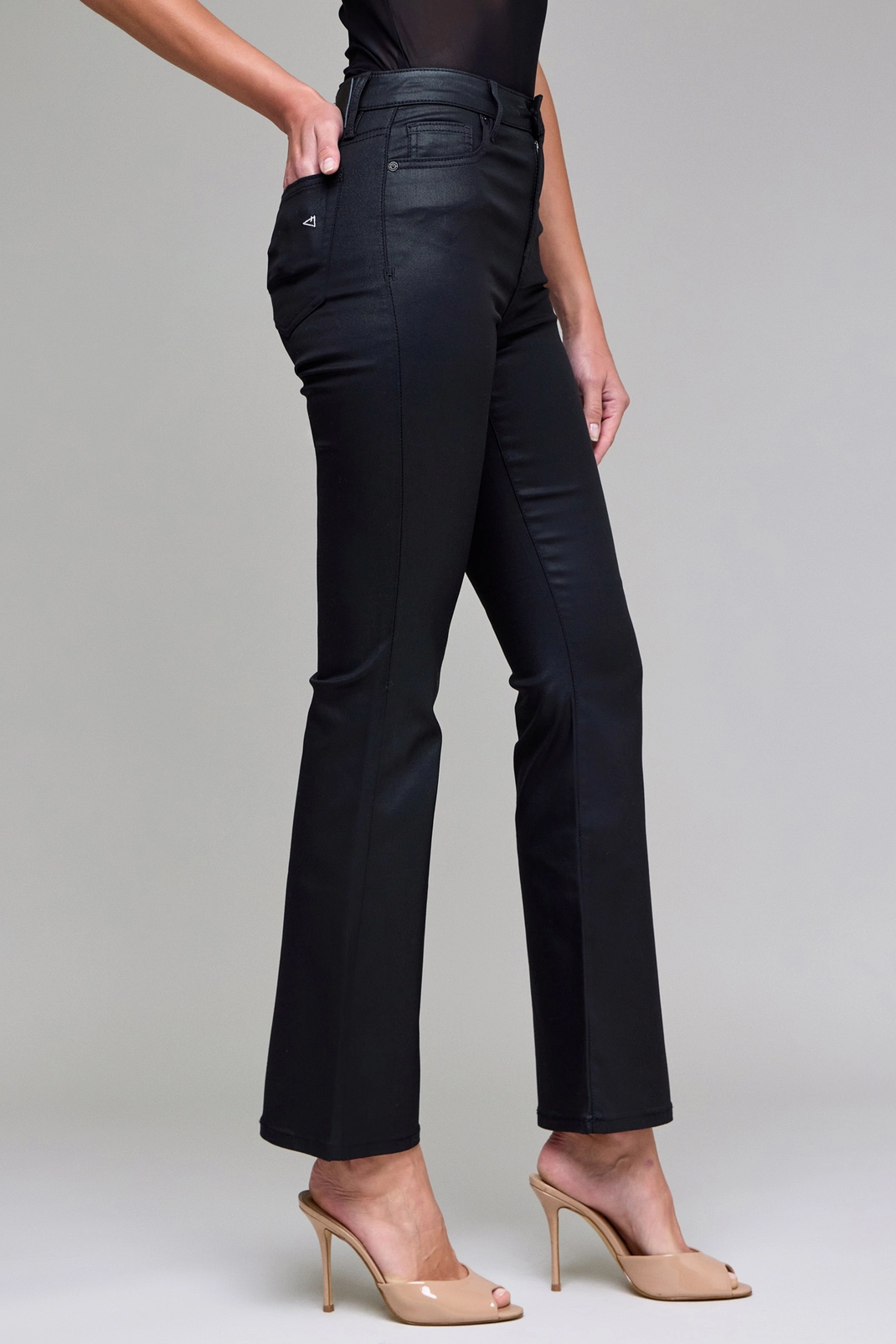 Black Coated Flare Jeans