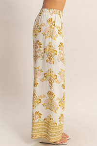Floral Print Palazzo Pants Yellow